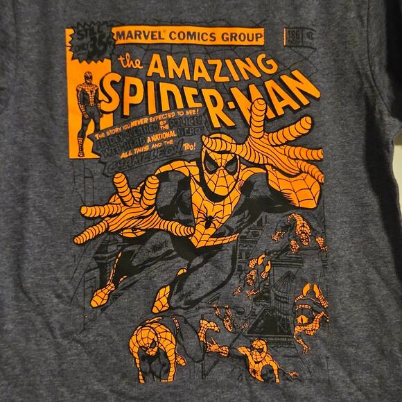 Kids Size 5/6 Marvel gray The Amazing Spiderman Marvel Comic group short sleeve - Picture 2 of 3
